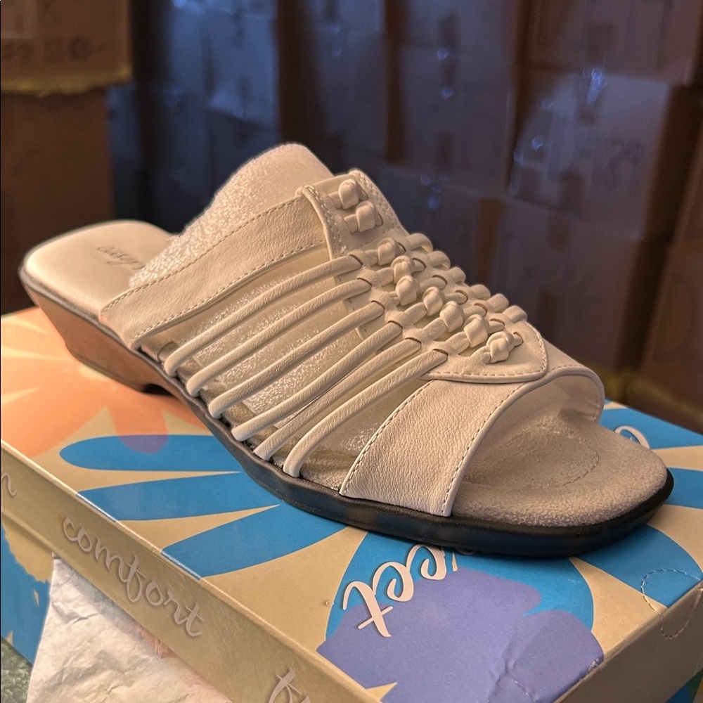 Easy Street Cream Woven Mules